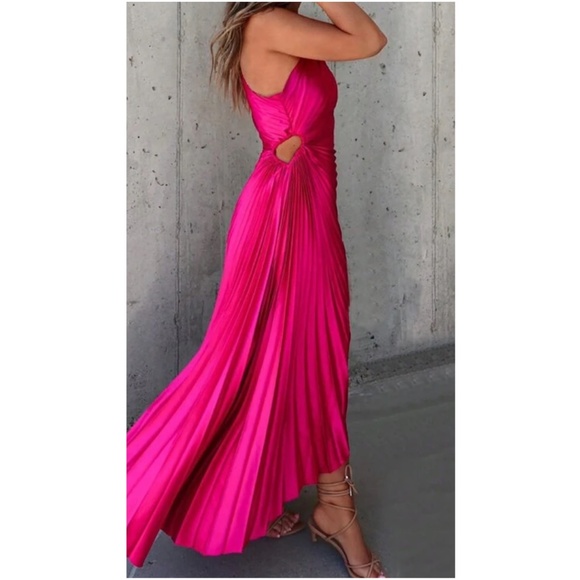 Luxe Satin One Shoulder Pleated Party Evening Wedding Dress - Picture 4 of 4